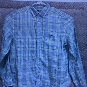 Men's Light Blue Plaid Button-Down Shirt